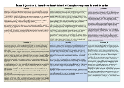 Describe a  very hot place Paper 1 Question 5 - 6 responses to compare