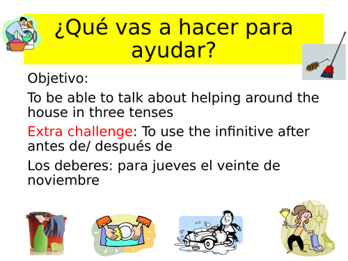 GCSE Spanish chores in 3 tenses