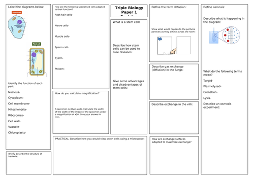 AQA Biology (Triple) Revision Grids