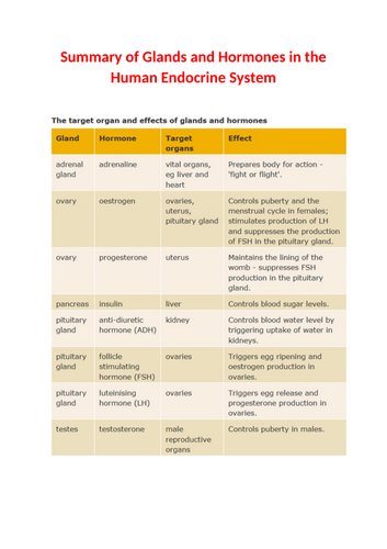 Endocrine System and Hormonal control | Teaching Resources