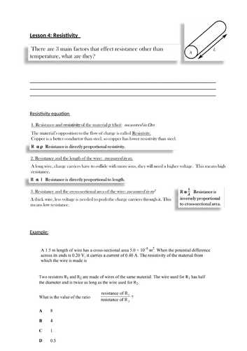 OCR A level physics Electricity, Energy, Power and Resistance *COMPLETE ...
