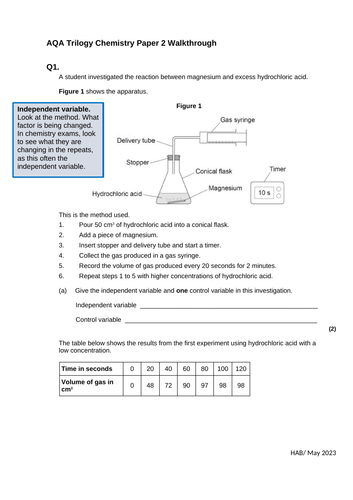 AQA Trilogy Paper 2 predicted paper walkthroughs, exam question ...