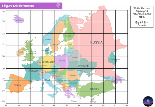 KS2 Europe: Grid References, Compass Directions and Map Symbols ...