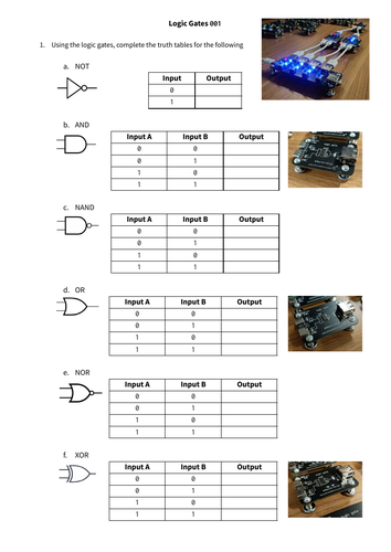 Logic Gates and Circuits, Practical WSs | Teaching Resources