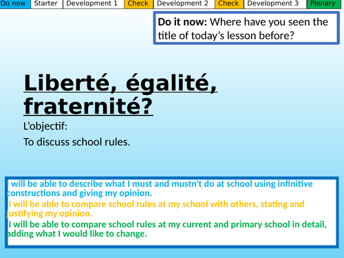 Liberté, égalité, fraternité?/En pleine forme Studio French GCSE Mod 6.3/4