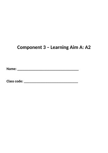 BTEC TECH Enterprise Component 3 Learning Aim A | Teaching Resources