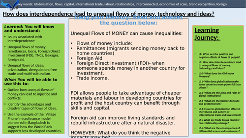How does interdependence lead to unequal flows of money, technology and ...