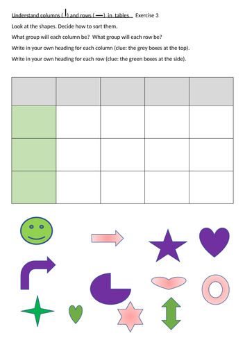 Understand columns and rows in tables | Teaching Resources