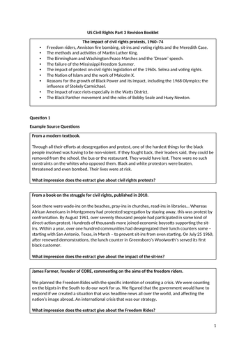 US Civil Rights – Part 3 - Revision Booklet – Paper 1 - IGCSE ...