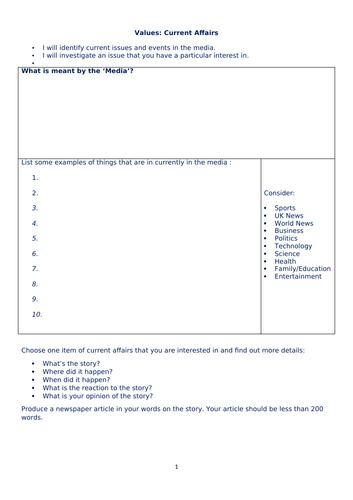 PSHE simple starter and recap worksheets | Teaching Resources