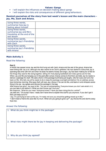 PSHE simple starter and recap worksheets | Teaching Resources