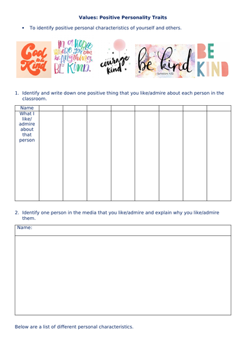 PSHE simple starter and recap worksheets | Teaching Resources