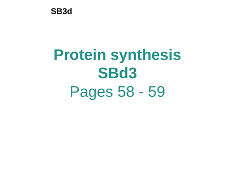 Protein Synthesis Separate Science Edexcel (9-1) New Spec