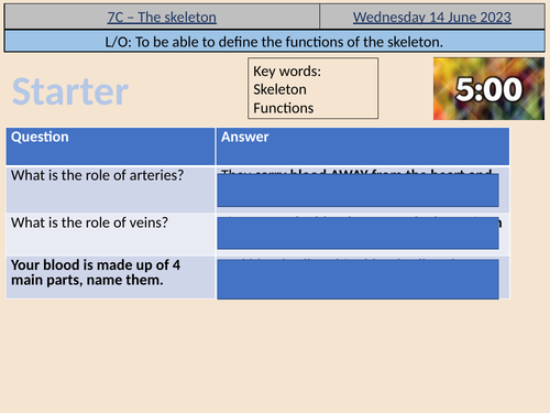 Exploring science 7C - Muscles and bones | Teaching Resources