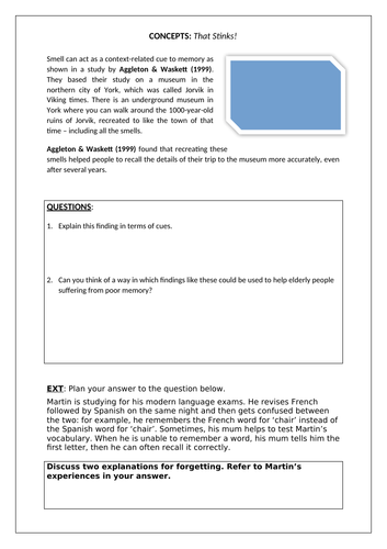 A-Level Psychology - RETRIEVAL FAILURE AS AN EXPLANATION FOR FORGETTING ...