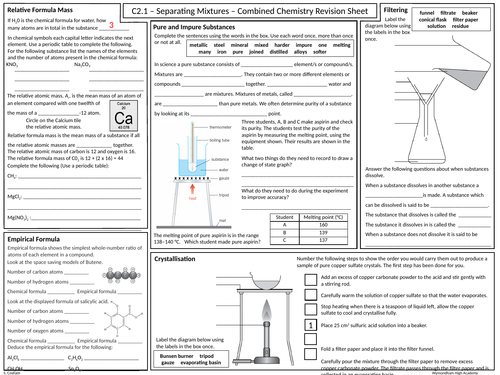 Ocr Gateway Gcse Comb Science Chemistry Revision Mat Bundle Teaching Resources 1483