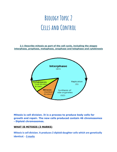 Edexcel GCSE Biology Topic 2 Grade 9 Notes | Teaching Resources