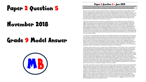 Grade 9 Paper 2 Question 5 AQA November 2018 Cars