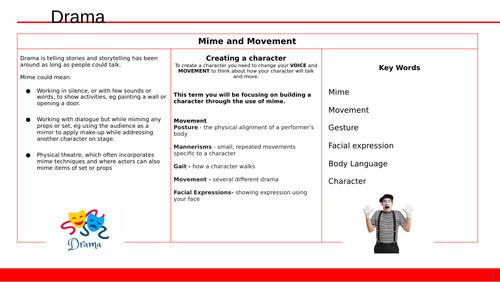 Mime and Movement (7 Lessons) | Teaching Resources