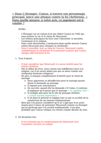 l'etranger a level essay questions