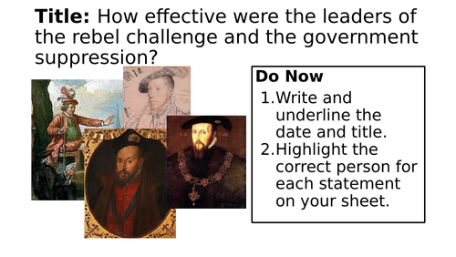 Tudor Rebellions DS3: Role of key individuals | Teaching Resources