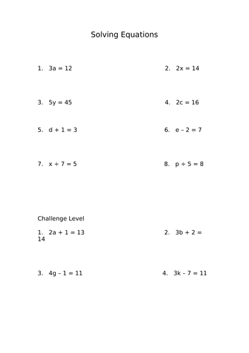 Algebra Set 1 10 worksheets | Teaching Resources