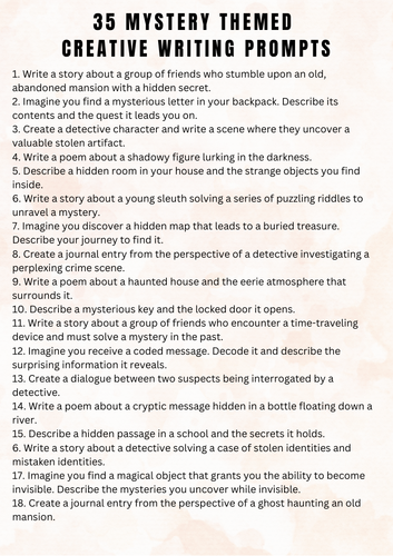 35 Mystery/Detective themed creative writing prompts, story starters ...