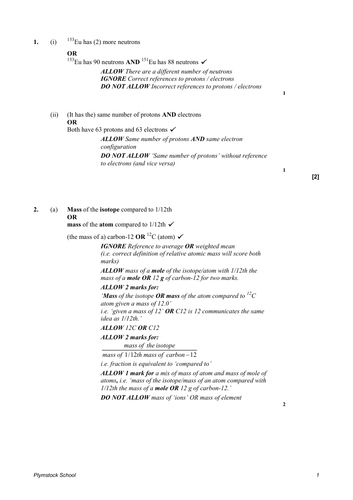 OCR A level Chemistry 2.1.1 RAM & Mass Spec Lesson