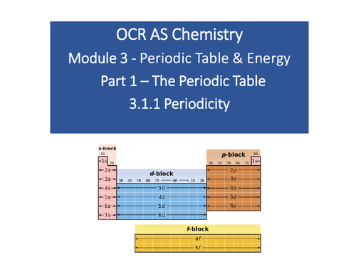 OCR A level Chemistry 3.1.1 Periodic Table and Structure