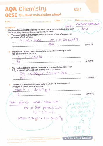 OCR A level Chemistry 3.2.2. Reaction Rates