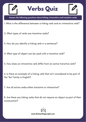 Transitive Verbs Worksheets Transitive And Intransitive Verbs