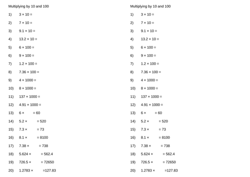 Numeracy Starters Set 1 10 worksheets | Teaching Resources