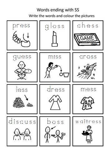 Phonics Words Ending with SS + Symbols | Teaching Resources