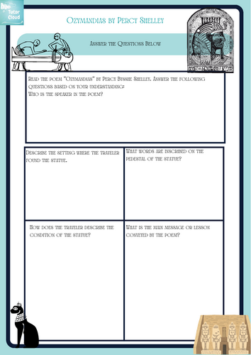 Ozymandias Percy Shelley by Worksheet | Teaching Resources