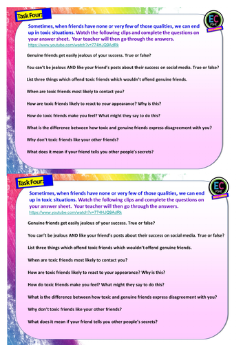 Friendship , Friends , Fall-outs PSHE | Teaching Resources