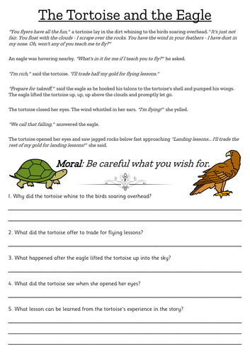 Fables Reading Comprehension A | Teaching Resources