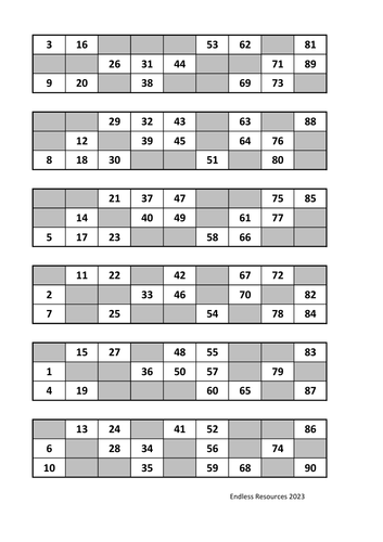 Bingo Cards - 10 pages of 6 cards on each | Teaching Resources