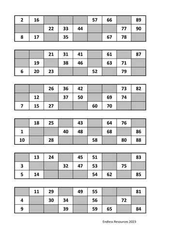 Bingo Cards - 10 pages of 6 cards on each | Teaching Resources