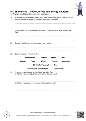 IGCSE and GCSE Physics Revision worksheets - Motion, Forces and Energy ...