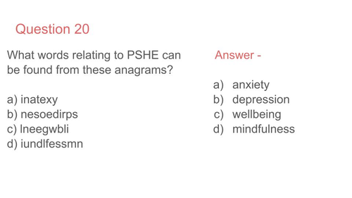PSHE Quiz | Teaching Resources
