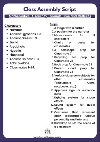 Maths Class Assembly Script | Teaching Resources