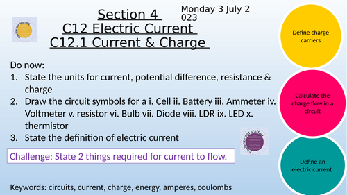 AQA AS PHYSICS C12 ELECTRIC CURRENT (FULL CHAPTER SLIDES) | Teaching ...
