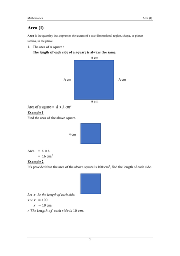 Area for KS2-KS3