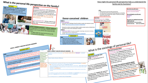 AQA A-level Sociology Families: Theories of the family – Personal life perspective of the family