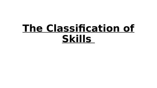 GCSE PP Classification of Skills