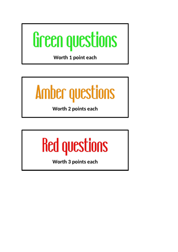 Unit 3 A&P (H&SC) RAG rated questions | Teaching Resources
