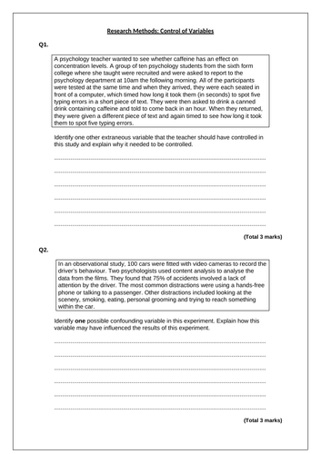 A-Level Psychology - CONTROL OF VARIABLES [Year 1 Research Methods ...