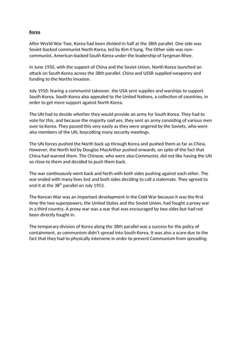 AQA Cold War 1950s lessons