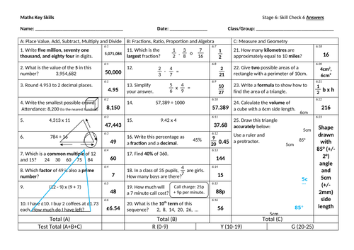 Year 6 Skills checker 10 tests (SATs Preperation) | Teaching Resources