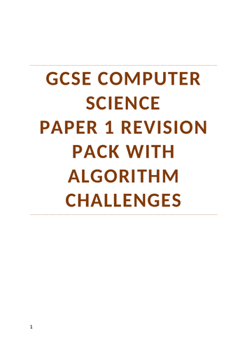 GCSE OCR Computer Science Paper 1 Revision and Practice Guide J277 ...
